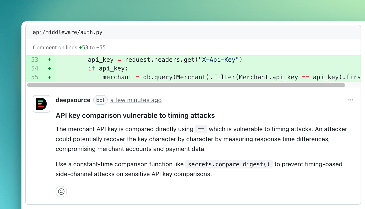 Inline review comments on GitHub